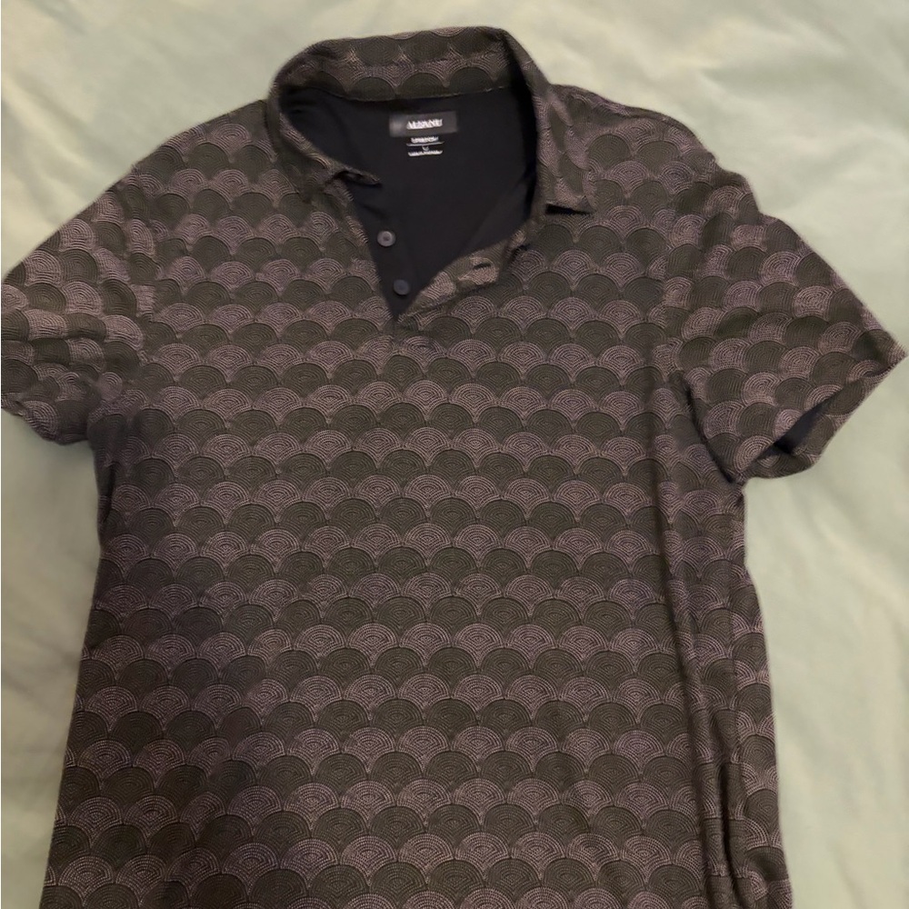 Alfani Green, Black and Gray Patterned Men's Polo Shirt